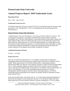 Pennsylvania State University Annual Progress Report: 2010