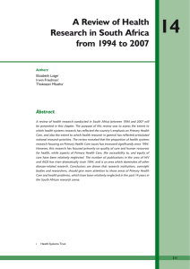 14 A Review of Health Research in South Africa from 1994 to 2007