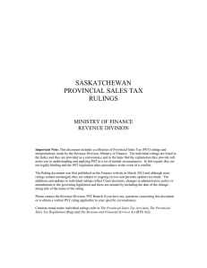 saskatchewan provincial sales tax rulings - Finance