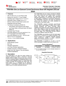 TPS61098x Ultra-Low Quiescent Current