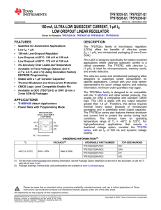 150-mA, Ultra-Low Quiescent Current, 1-μA Iq