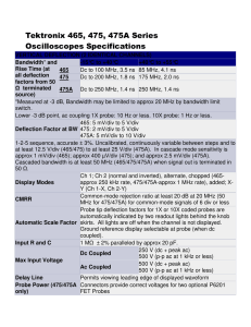 Tektronix 465, 475, 475A Series Oscilloscopes Specifications