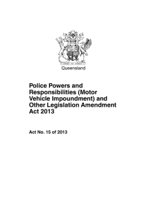 Police Powers and Responsibilities (Motor Vehicle Impoundment