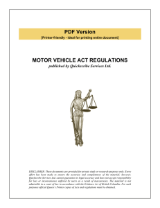 motor vehicle act regulations