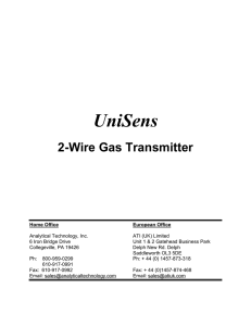 A12 2 Wire Gas Transmitter - Analytical Technology, Inc.
