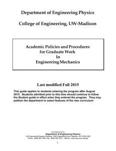 Department of Engineering Physics College of Engineering, UW