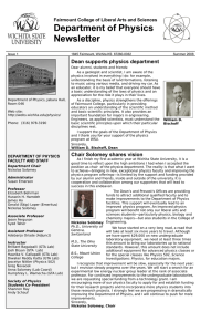 Department of Physics Newsletter