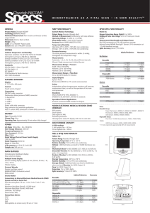 Specifications Sheet