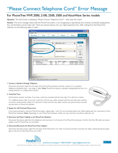 “Please Connect Telephone Cord” Error Message