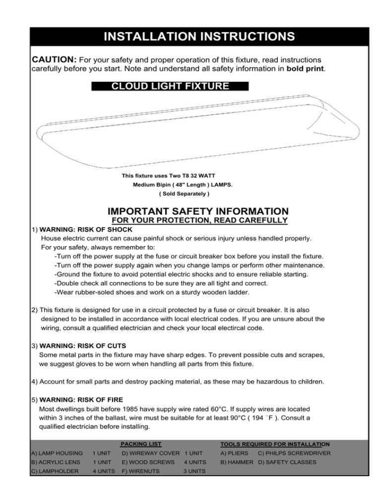 Installation Instructions Installation Instructions