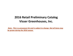 2016 Retail Preliminary Catalog Visser Greenhouses, Inc.