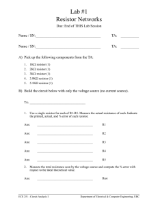 Lab #1 Resistor Networks - UBC Electrical and Computer Engineering