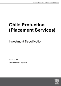 Child Protection (Placement Services) Investment Specification