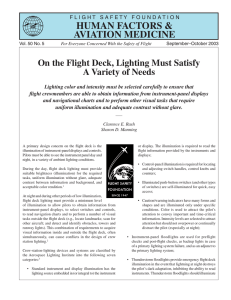 On the Flight Deck, Lighting Must Satisfy a Variety of Needs