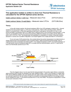 OPTEK Optimal Series Thermal Resistance This application bulletin