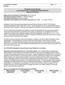 Randolph County Schools Local Academically or Intellectually Gifted