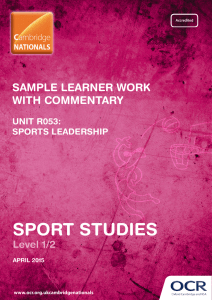 Unit R053 - Sample learner work with commentary