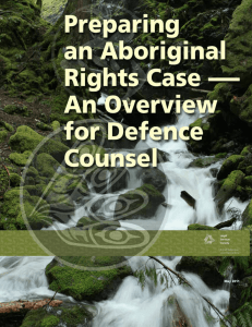 Preparing an Aboriginal Rights Case