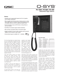 Q-Sys Networked Page Station Specifications