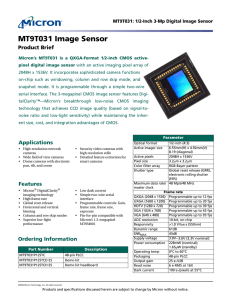 Image sensor 1/2-inch 3-Mp for the MT9T031