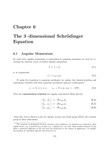 Chapter 6 The 3–dimensional Schrödinger Equation