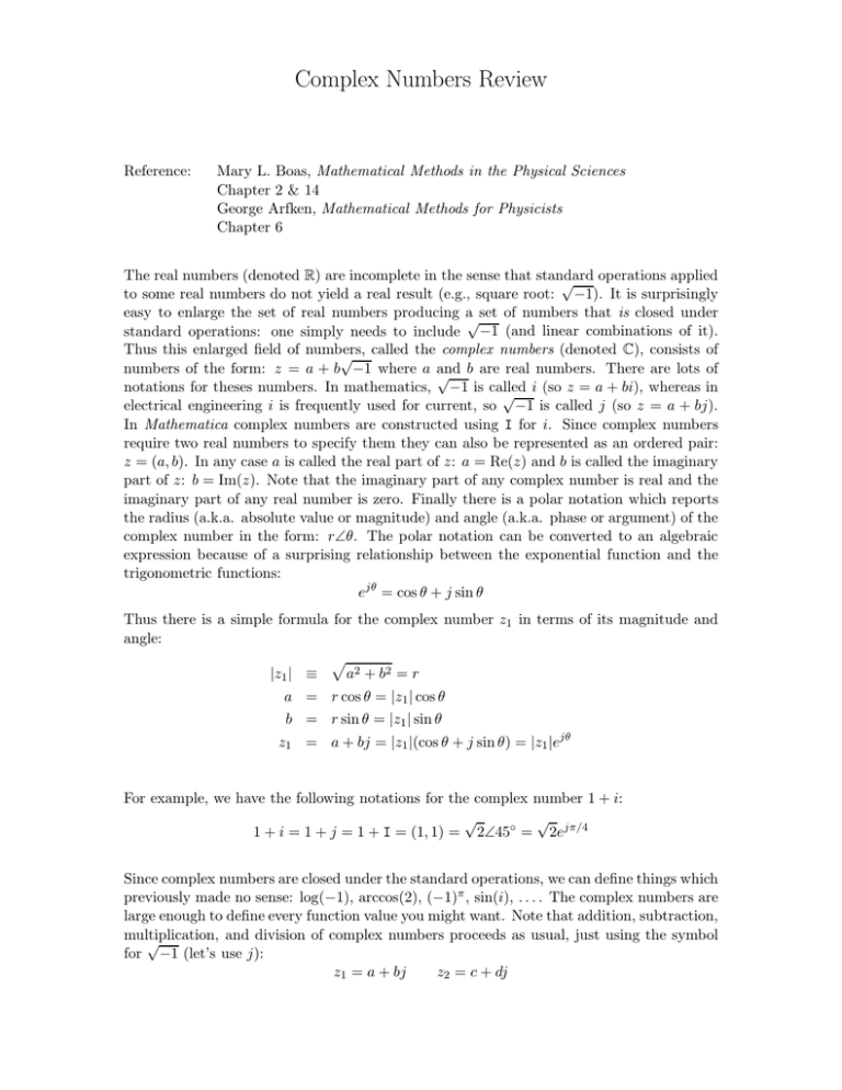 Complex Numbers Review