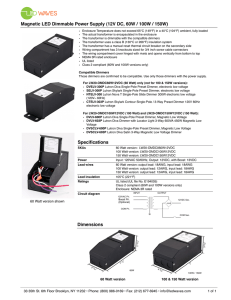 Specifications Magnetic LED Dimmable Power Supply (12V DC