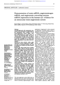 mRNA, and angiotensin converting enzyme an intraocular renin