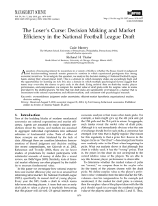 The Loser`s Curse: Decision Making And Market Efﬁciency In