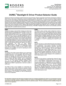 DUREL EL Lamp Driver Product Selector Sheet