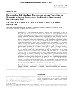 Homeopathic Individualized Q-potencies versus Fluoxetine for