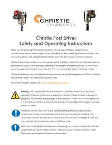 Christie Post Driver Safety and Operating Instructions