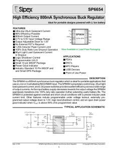 SP6654 High Efficiency 800mA Synchronous Buck Regulator