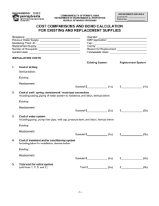 cost comparisons and bond calculation for existing and replacement