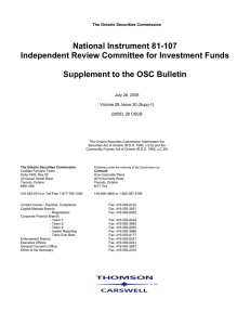 National Instrument 81-107 - Ontario Securities Commission