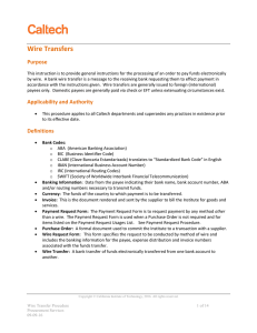 Wire Transfer Procedure - Caltech Procurement Services