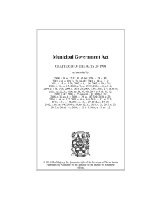 Municipal Government Act - The Nova Scotia Legislature