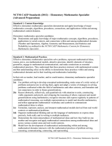 NCTM CAEP Standards (2012) – Elementary Mathematics Specialist