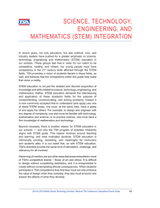 science, technology, engineering, and mathematics (stem) integration