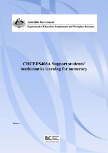 CHCEDS408A Support students` mathematics learning for numeracy