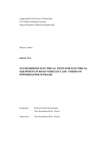 Standardized electrical tests for electrical equipment in road