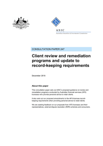 Consultation Paper CP 247 Client review and remediation