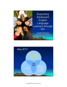 Supporting Adolescent English Language Learners through RTI