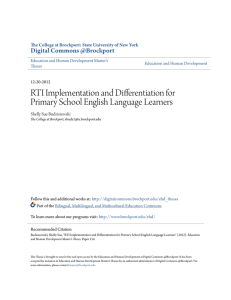 RTI Implementation and Differentiation for Primary School English