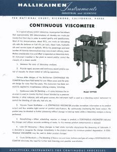 Continuous Viscometer. Document CV-100 2-65