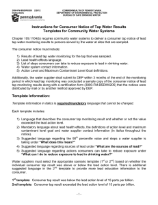 Instructions and Template for Consumer Tap Notice for Lead
