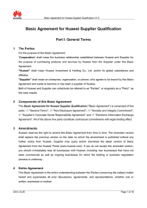 Basic Agreement for Huawei Supplier Qualification V1.0