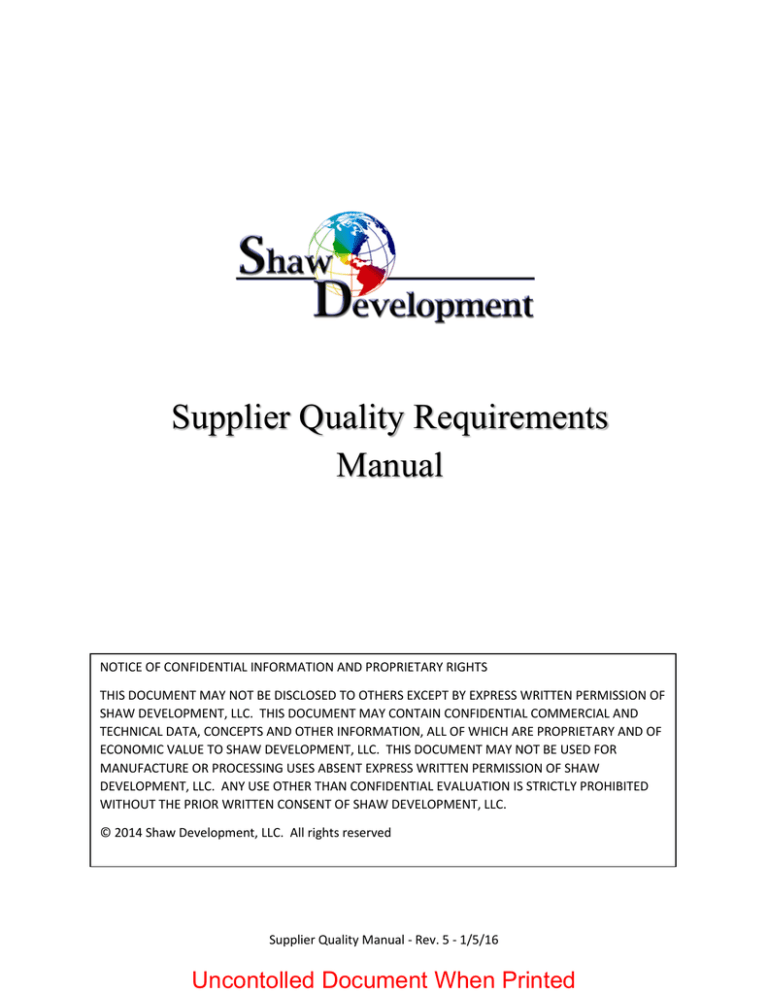 Supplier Quality Manual View