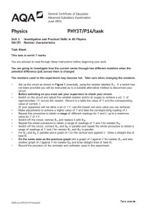 A-level Physics Task sheet Unit 03T - (P14) ISA June 2014