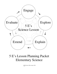 Engage Explore Explain Extend Evaluate 5 E`s Science Lesson 5